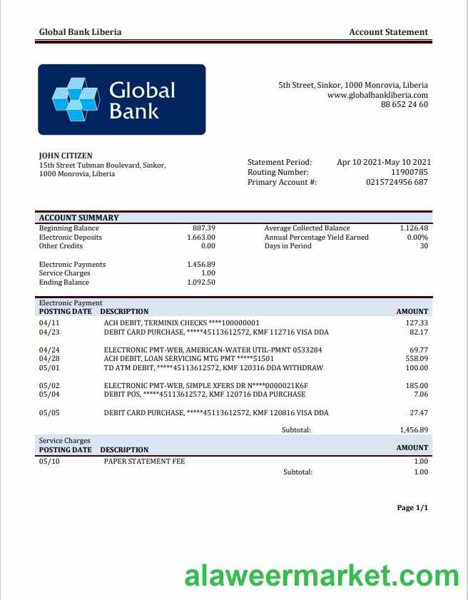 Liberia Global Bank staement